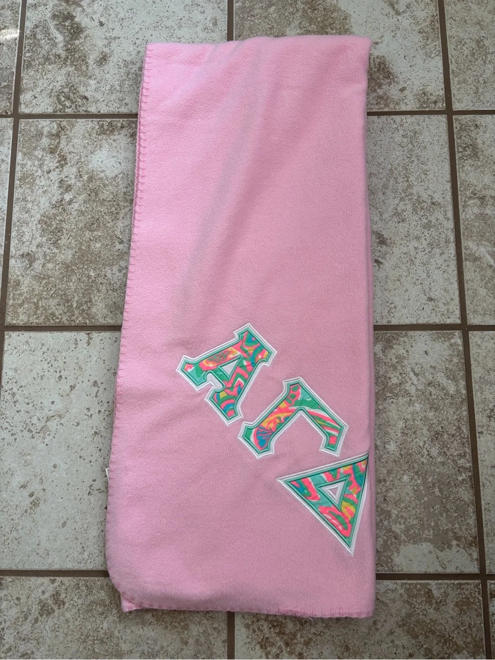 Lilly Pulitzer inspired Print Alpha Gamma Delta Pink Fleece Throw Blanket
